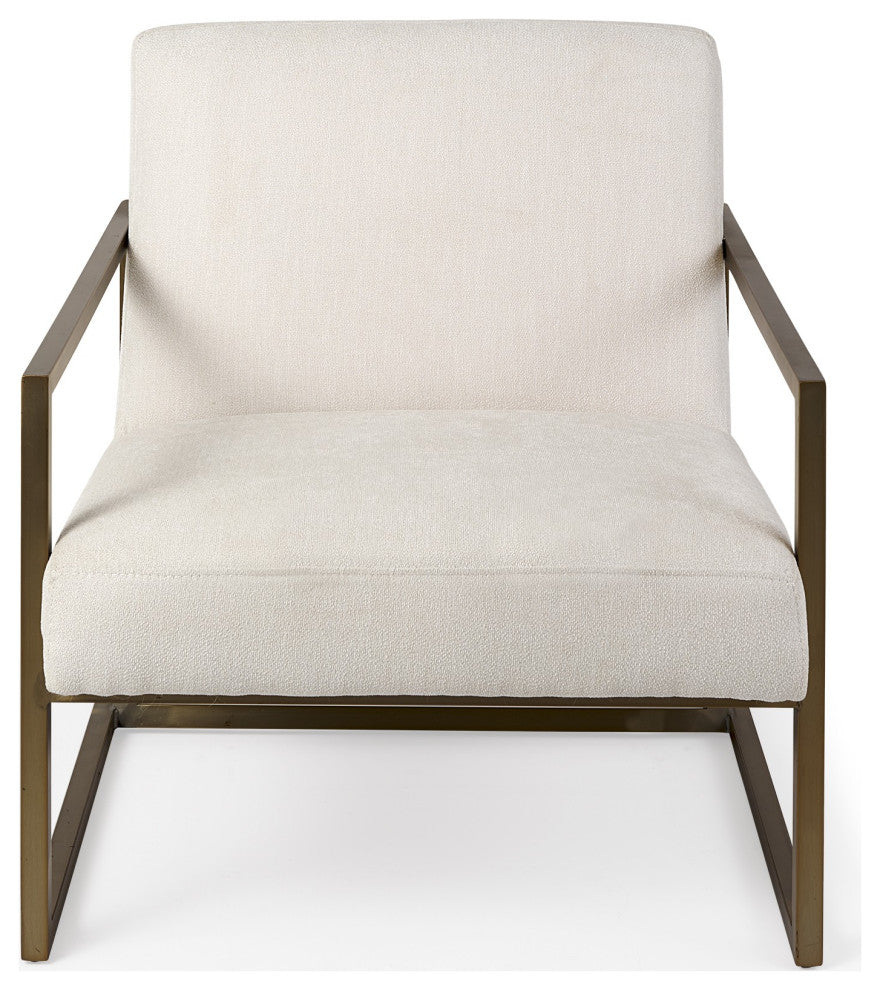 Geo Modern Cream and Gold Accent or Side Chair