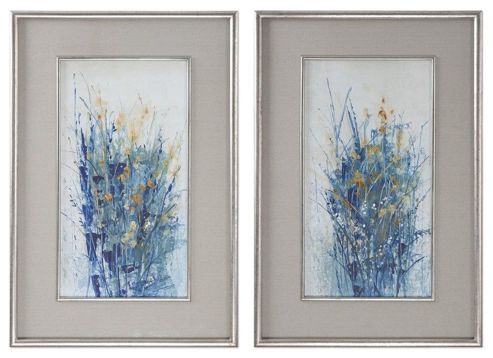 Uttermost Indigo Florals Framed Art S/2