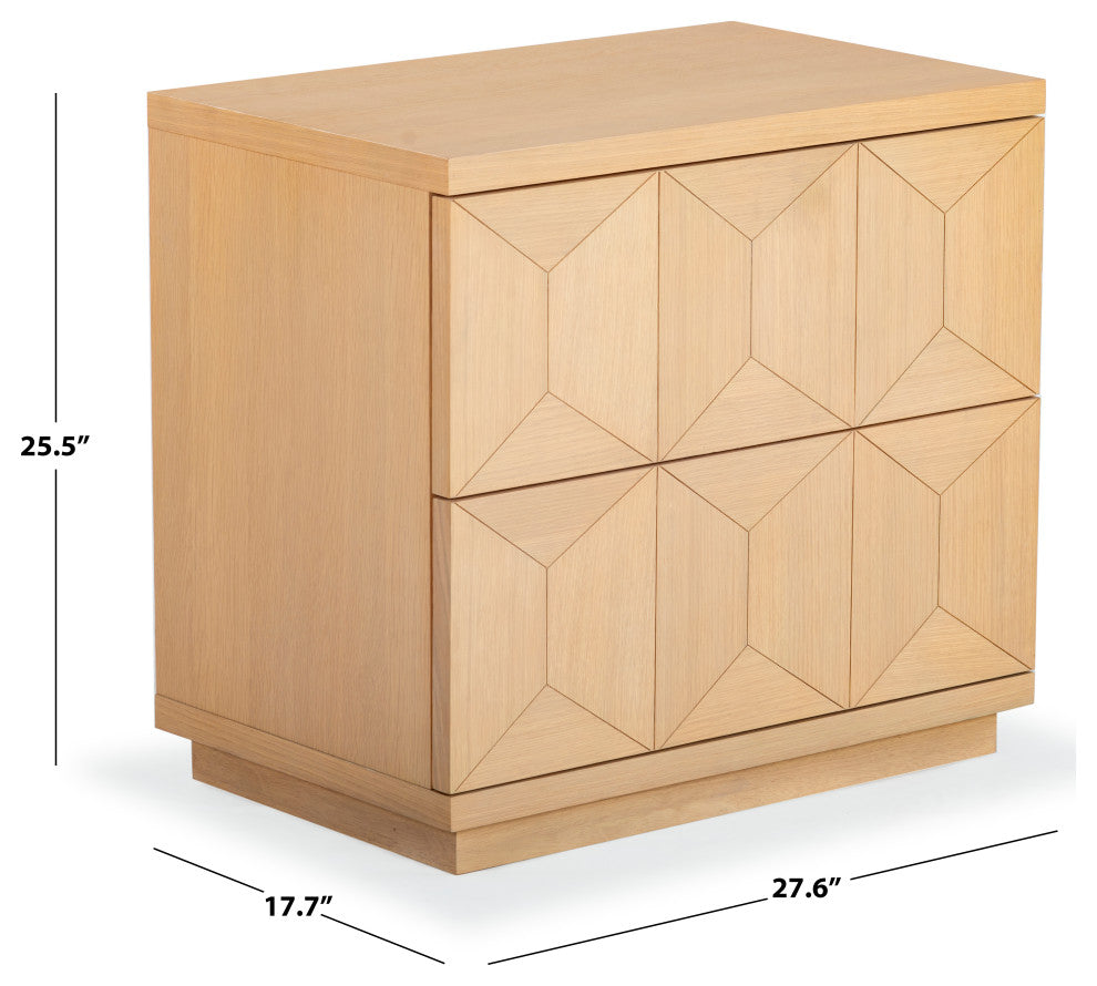 Safavieh Couture Deziree Wood 2 Drawer Nightstand, Natural
