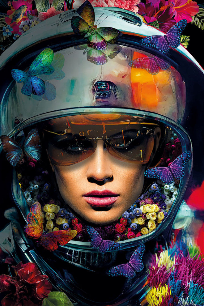 Modern Astronaut Photographic Artwork, Andrew Martin Flower Planet, Large