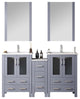Lexora Volez 60" Vanity Cabinet, Dark Gray, Top, Mirror, 4 Doors 7 Drawers