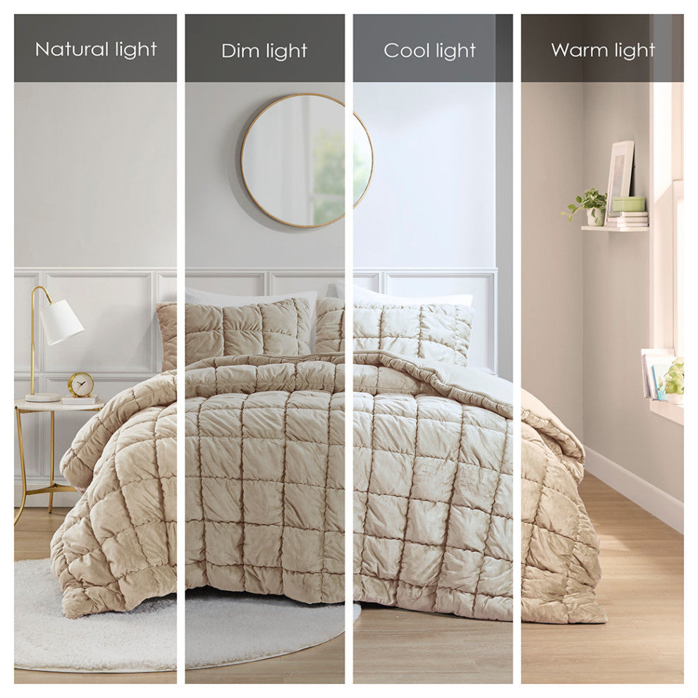 Intelligent Design Velvet Dream Puff 3 Piece Comforter Set