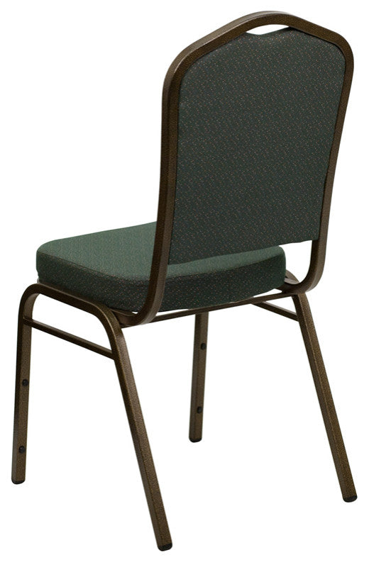 Crown Back Stacking Banquet Chair in Green Patterned Fabric