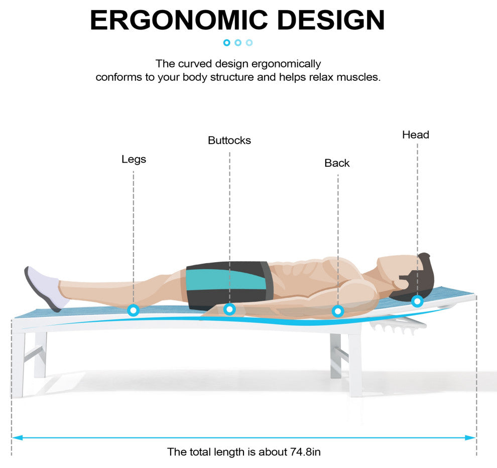Outdoor Patio Aluminum Adjustable Chaise Lounge Chairs (Set of 2), Blue