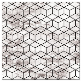 Distressted Geometric Cube Pattern  16x16 Canvas Wall Art