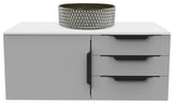 Wildsee Floating Vanity Set With Tempered Clear Glass Sink, Silver, 36", Gray