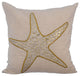 Throw Pillow Covers 22" x 22" Beige Cotton Sea Creatures - Gold Scaly Starfish