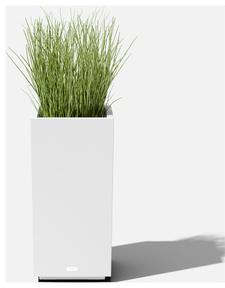 Veradek Block Series Pedestal Planter, White, Tall