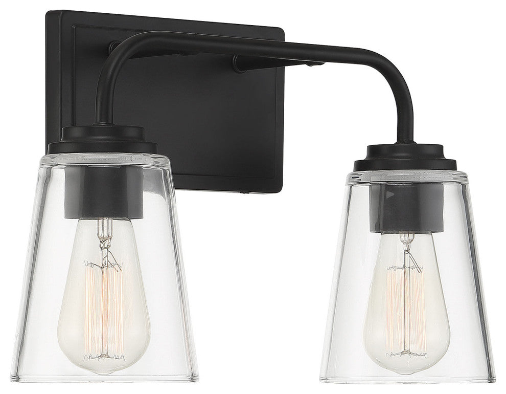 2-Light Bathroom Vanity Light, Matte Black
