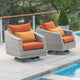 Cannes 2 Piece Aluminum Outdoor Patio Motion Club Chairs, Tikka Orange