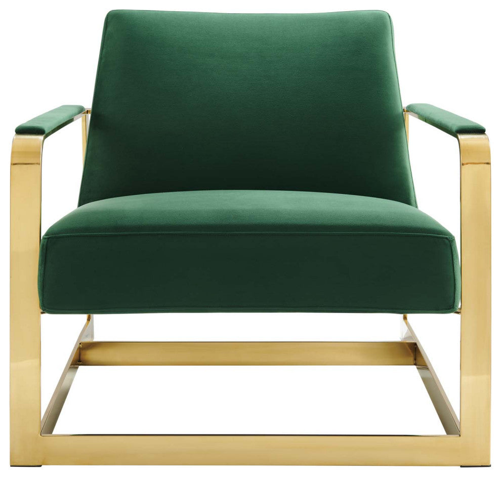 Seg Performance Velvet Accent Chair-Gold Emerald