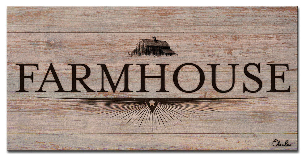 Ready2HangArt Rustic ''Farmhouse I'' Wrapped Canvas Textual Wall Art, 24"x12"