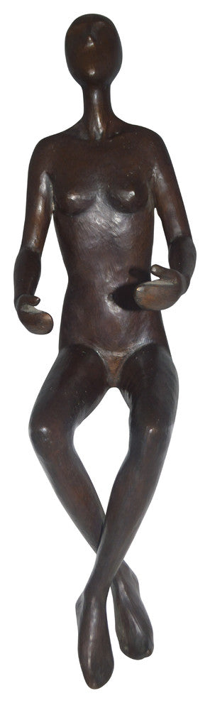 Abstract of Nude Girl sitting Bronze Statue -  Size: 9"L x 6"W x 21"H.
