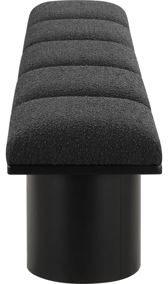 Pavilion Boucle Fabric Upholstered 5-Piece Modular Bench, Black, Black Finish