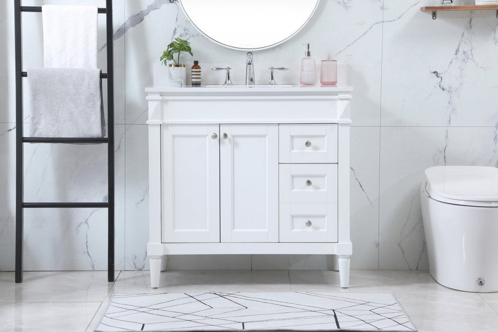 Home Living 21" Transitional White-Light Bathroom Vanity