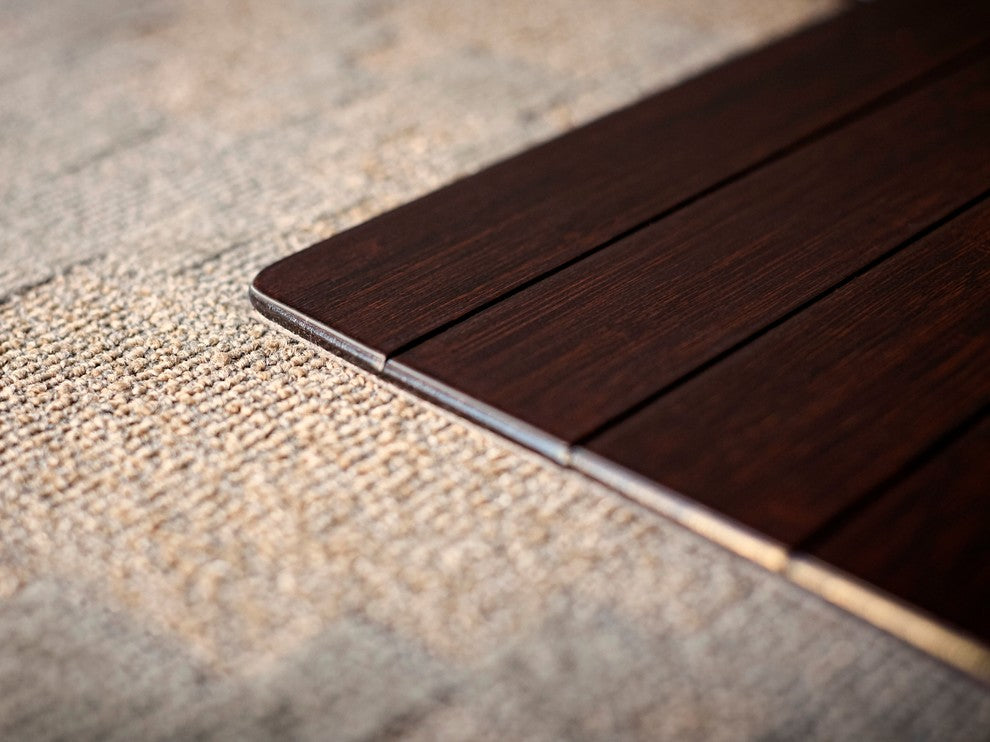 Jovert Bamboo Roll-Up Chair Mat, Dark Cherry, With Lip, 55"x57"