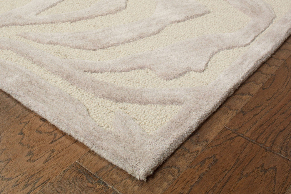 5" Round Taupe Zebra Pattern Area Rug