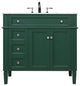 Home Living Vanity with Carrara White Marble Countertop, Green, 36", Single Sink