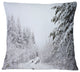 Frosted Forest Trail in Fall Landscape Photo Throw Pillow, 16"x16"
