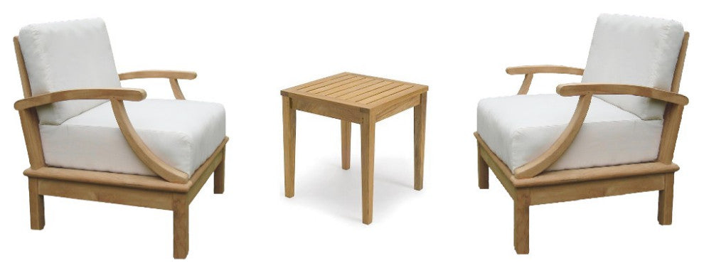 3-Pc Somer: 2 Sofa Lounge Arm Chair, Side Table With Natural Sunbrella Cushion