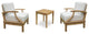 3-Pc Somer: 2 Sofa Lounge Arm Chair, Side Table With Natural Sunbrella Cushion