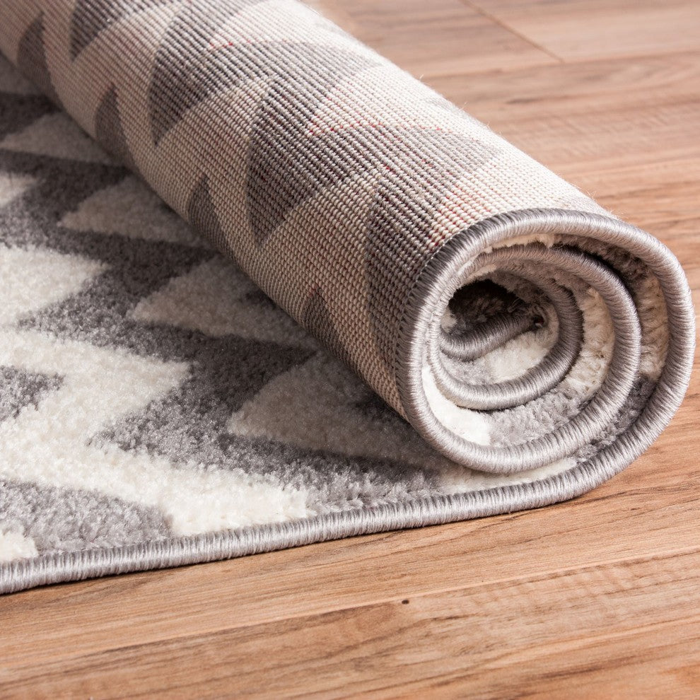Well Woven Sydney Eli Chevron Area Rug, Gray 7''10''''x10''6"