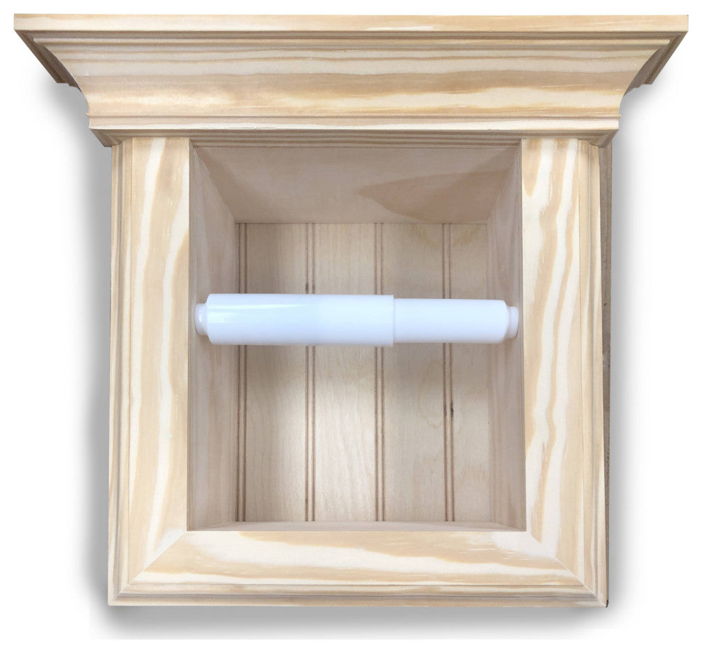 Tampa Recessed Solid Wood Toilet Paper Holder 7 x 8.5, Unfinished