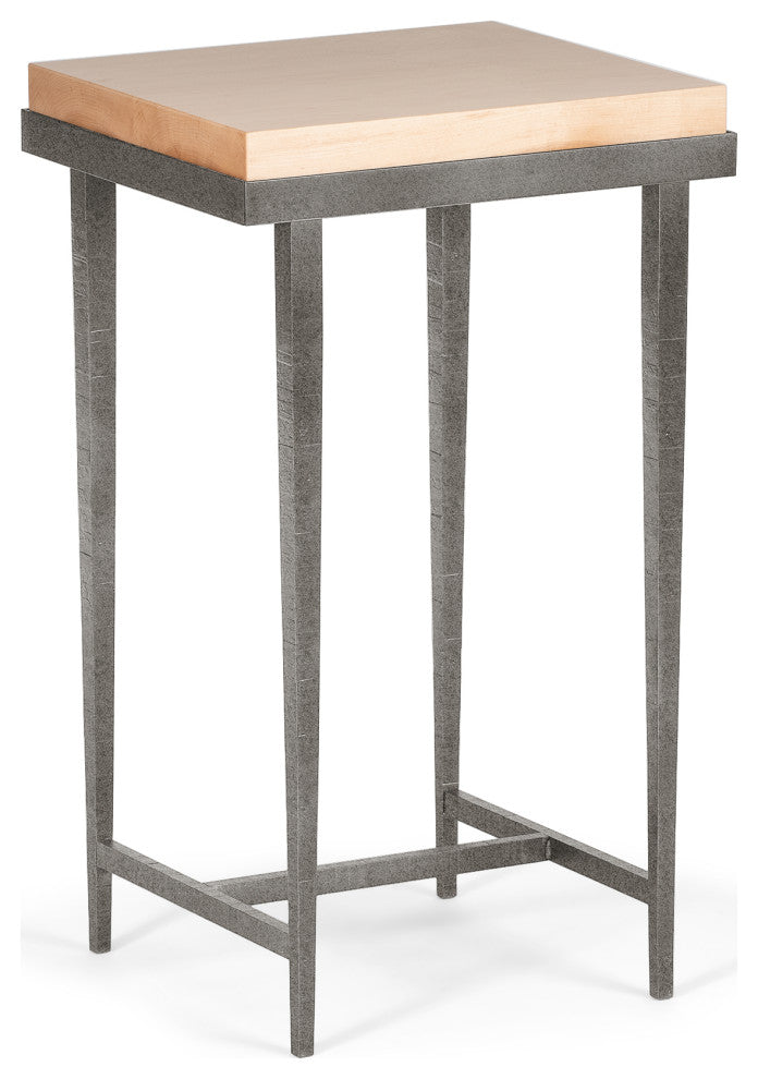 Wick Side Table, Natural Iron Finish, Maple Natural Accents