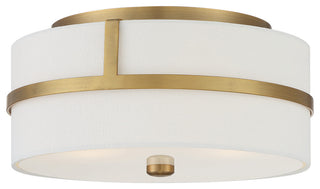 2-Light Ceiling Light, Matte Black, Natural Brass