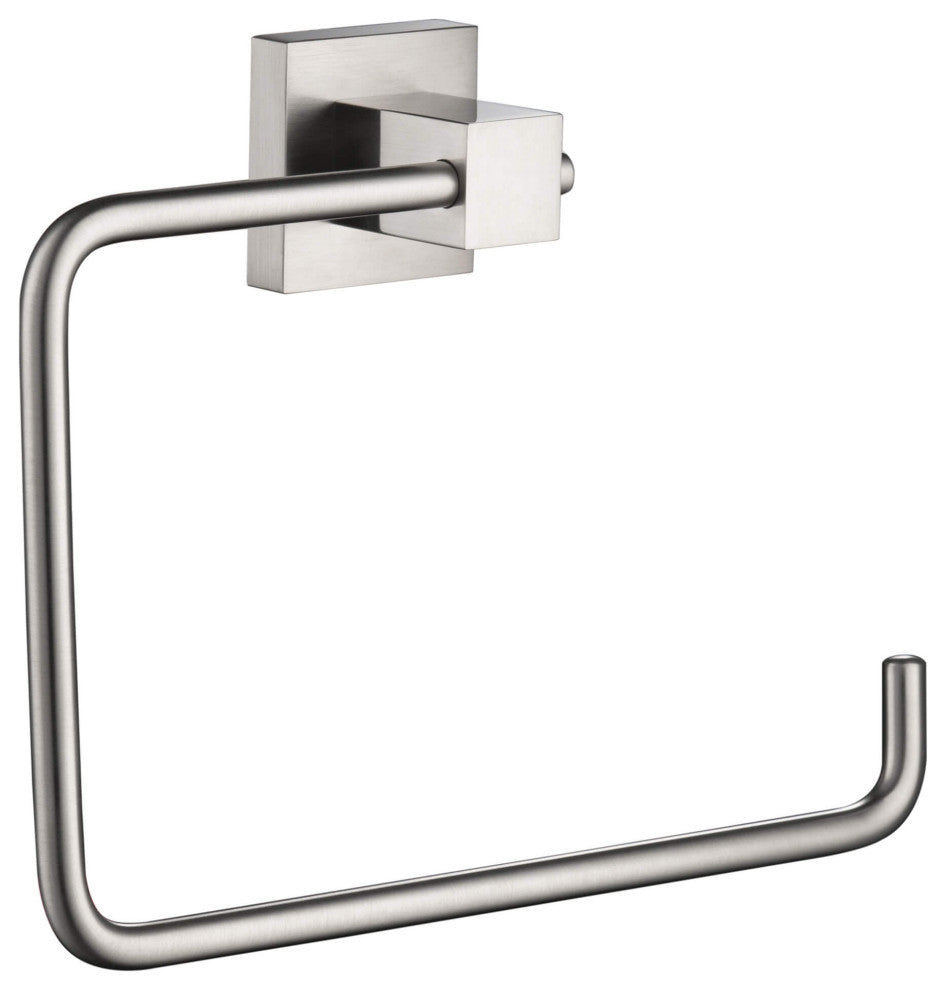 Cube Bathroom Towel Ring, Brushed Nickel