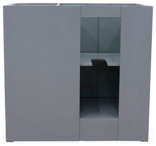 37" Single Vanity, Gray Ash With Black Galaxy Top, Left Doors/Left Oval Sink