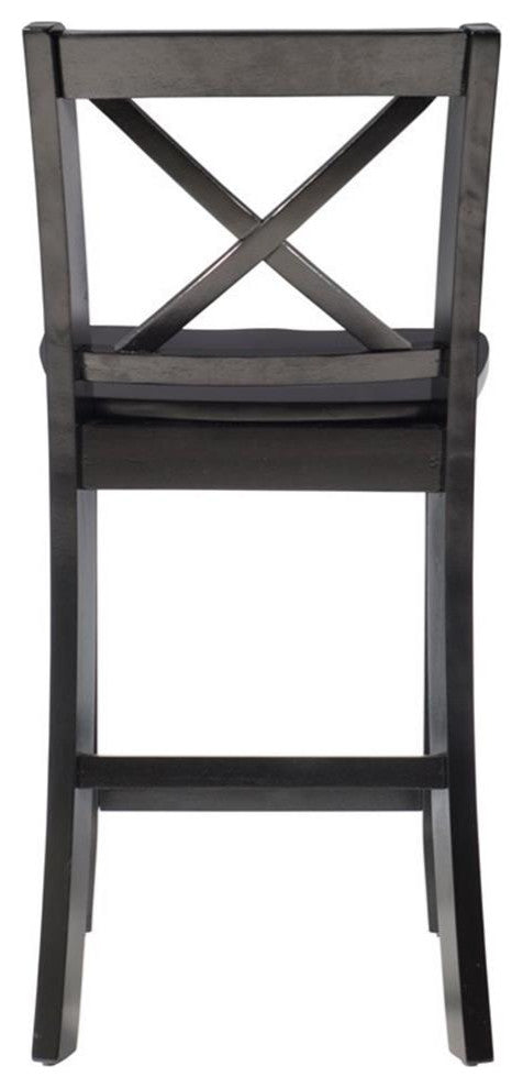 Linon X Back Wood Counter Stool 24" Seat Height in Black Painted Finish