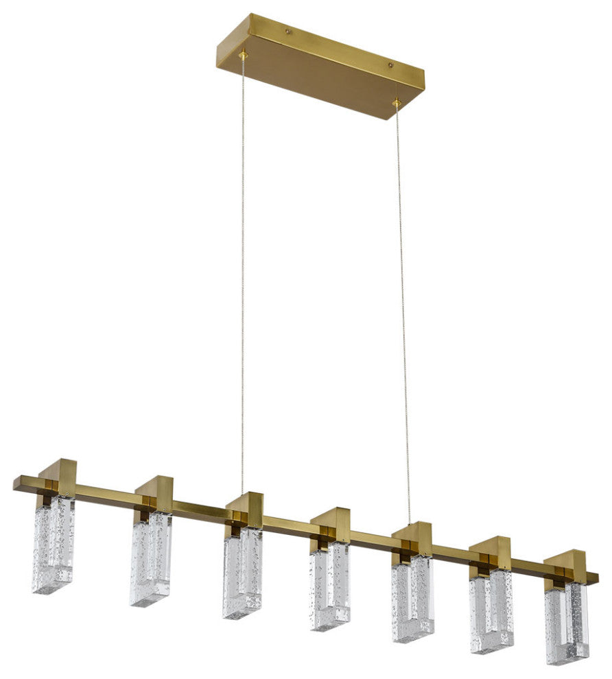 Sorrento 40" Linear ETL Certified Integrated LED Chandelier, Antique Brass