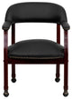 Flash Furniture Leather Guest Chair with Casters in Black
