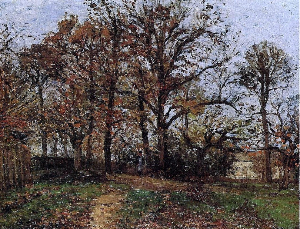 Camille Pissarro Trees on a Hill Autumn Landscape in Louveciennes Canvas Wrap
