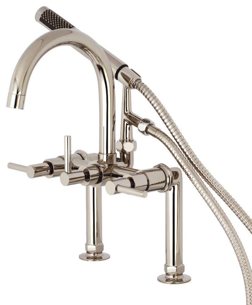 Aqua Vintage 7" Deck Mount Clawfoot Tub Faucet, Polished Nickel