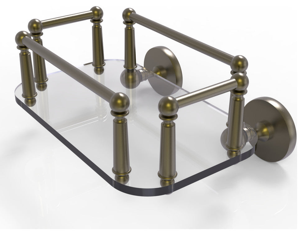 Prestige Skyline Wall Mounted Glass Guest Towel Tray, Antique Brass