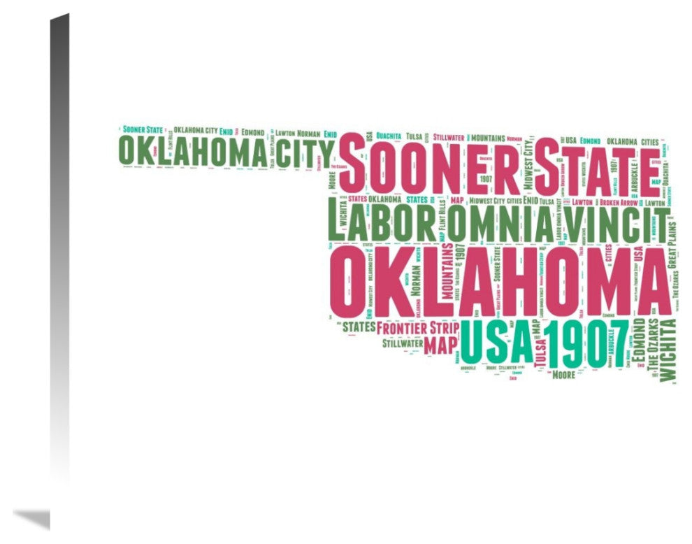 "Oklahoma Word Cloud Map" Fine Art Print