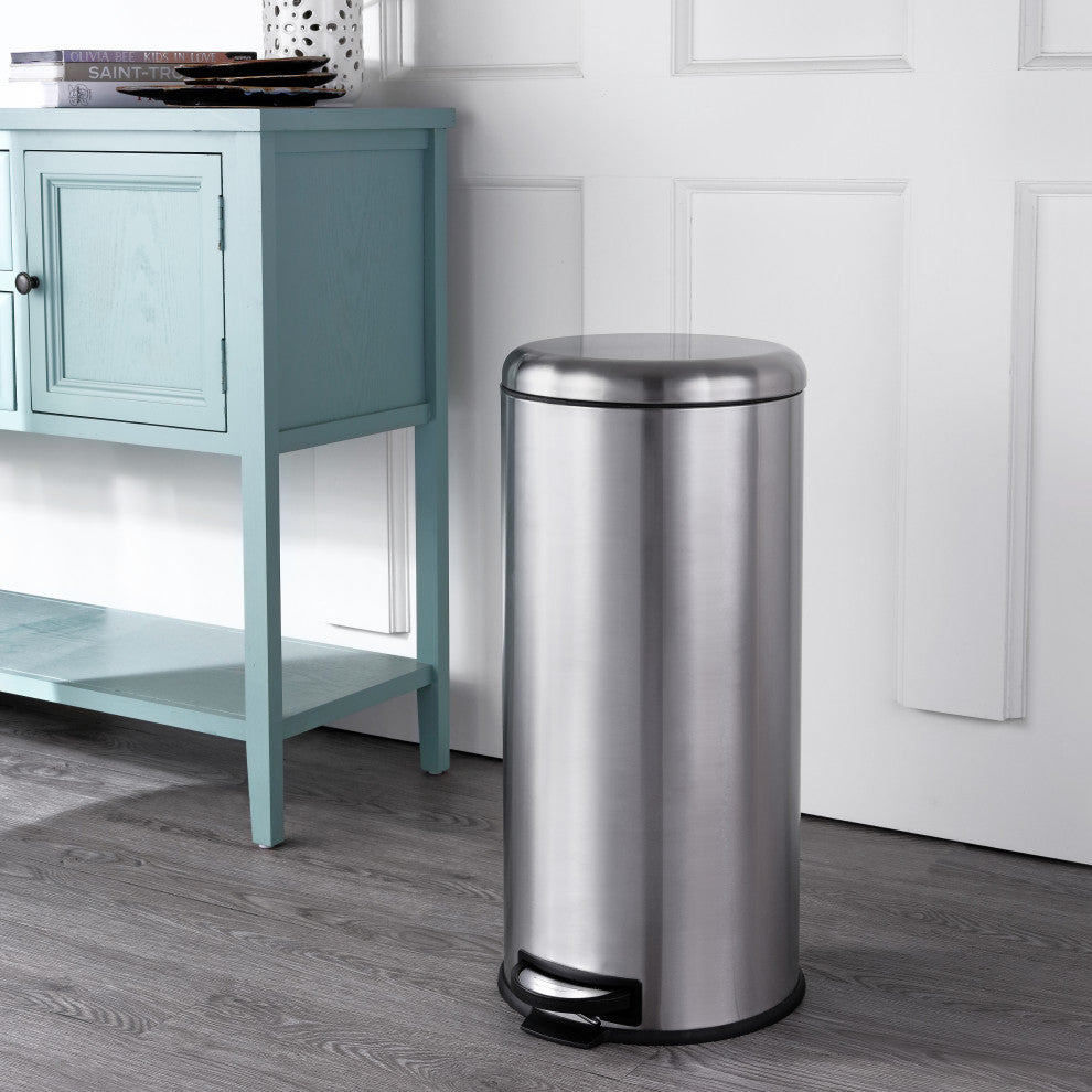 Happimess Oscar 30L and 5L Step-Open Trash Can, Stainless Steel
