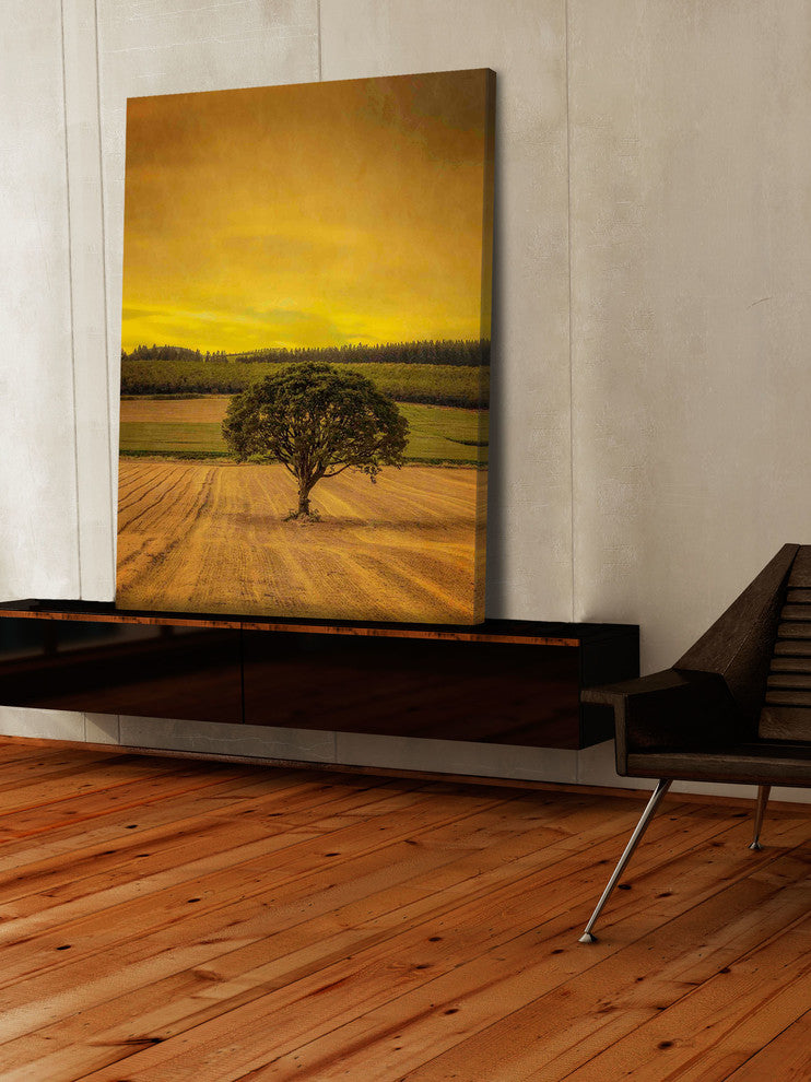 "Lone Tree at Sunset" Painting Print on Canvas