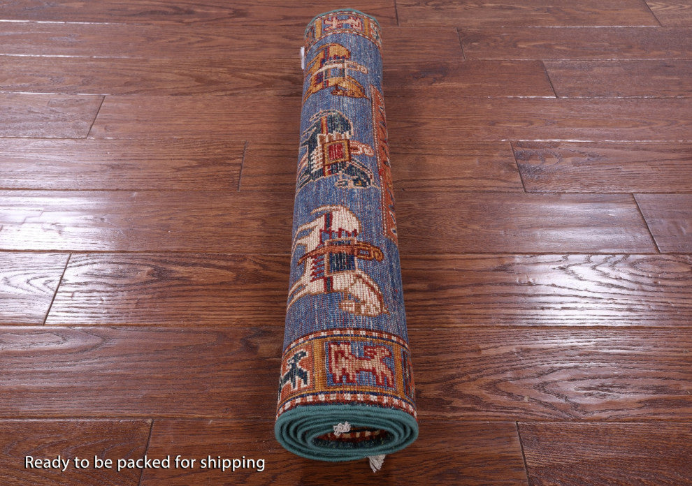 Antiqued Pazyryk Historical Design Handmade Rug 2' 7" X 4' 6" Q10867