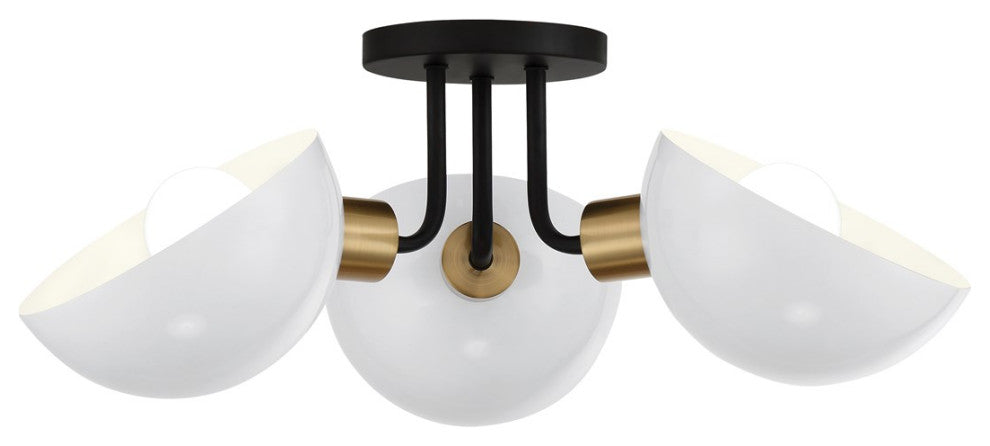 Crystorama Gigi 3 Light Semi-Flush Mount GIG-810-BK-AG, Matte Black/Aged Brass