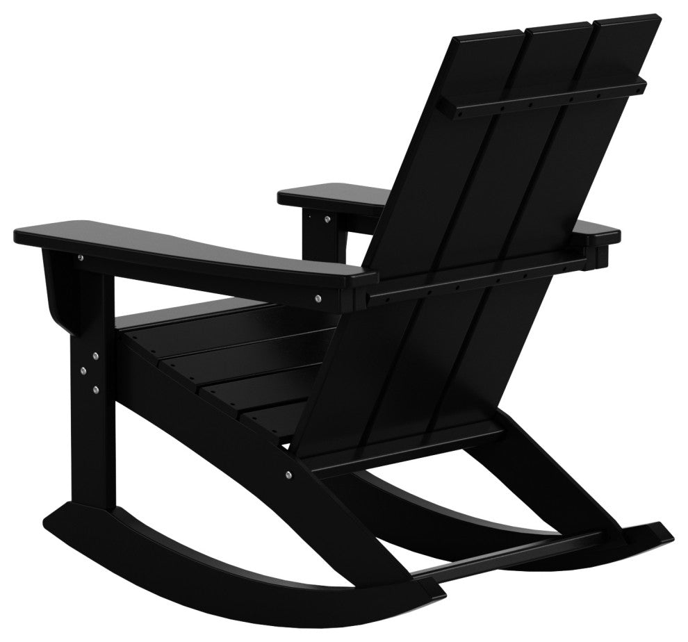 WestinTrends Modern Adirondack Outdoor Patio Rocking Chair, Porch Rocker, Black