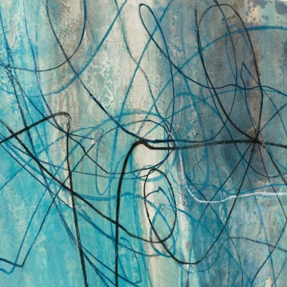 22" Bright Blue Abstract Print Giclee Canvas Wall Art