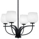 Cavella 4 Light Chandelier, Matte Black Finish, 6" White Marble Glass