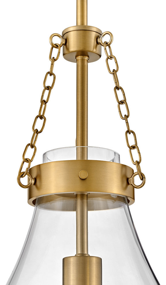 Hinkley Eloise 22.25" Small Pendant Light, Lacquered Brass + Clear Glass