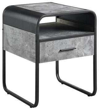 Square End Table With Drawer, Grey