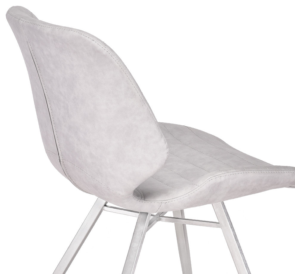 Valor Contemporary Dining Chair In Vintage Gray Faux Leather, Set of 2