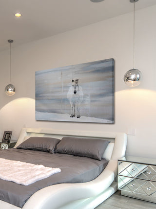 "White Horse Forward" Painting Print on Wrapped Canvas, 45"x30"