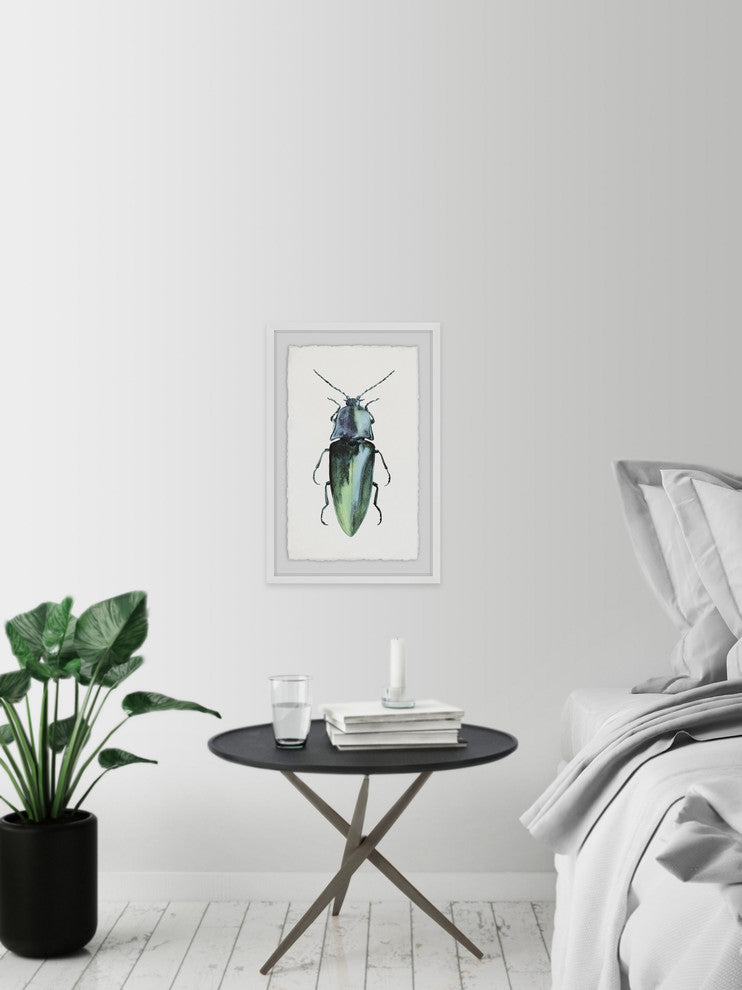"Pointy Green Bug" Framed Painting Print, 12"x18"